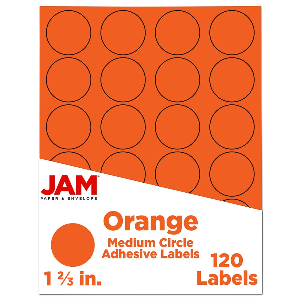 JAM PAPER Circle Label Sticker Seals - 1 2/3 Inch Diameter - 120 Round Labels/Pack