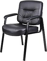 Boss Office Products Executive Mid Back LeatherPlus Guest Chair in Black