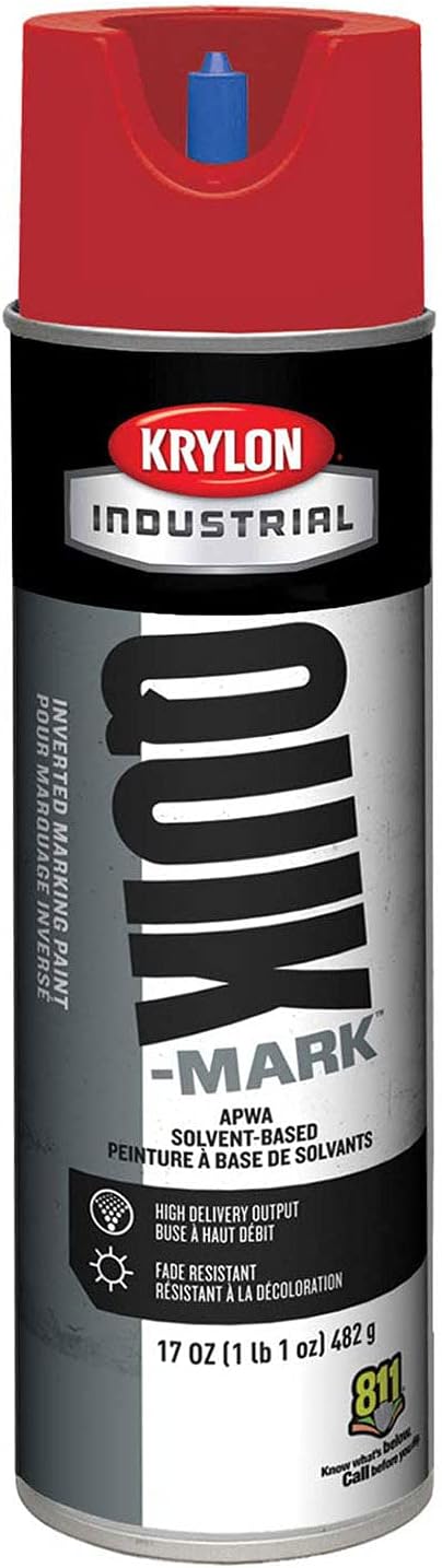 Quik-Mark™ APWA Solvent-Based Red Inverted Marking Paint [Set of 12]