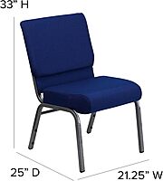Flash Furniture HERCULES Series 21inW Stackable Church Chair, Navy Blue/Silvervein