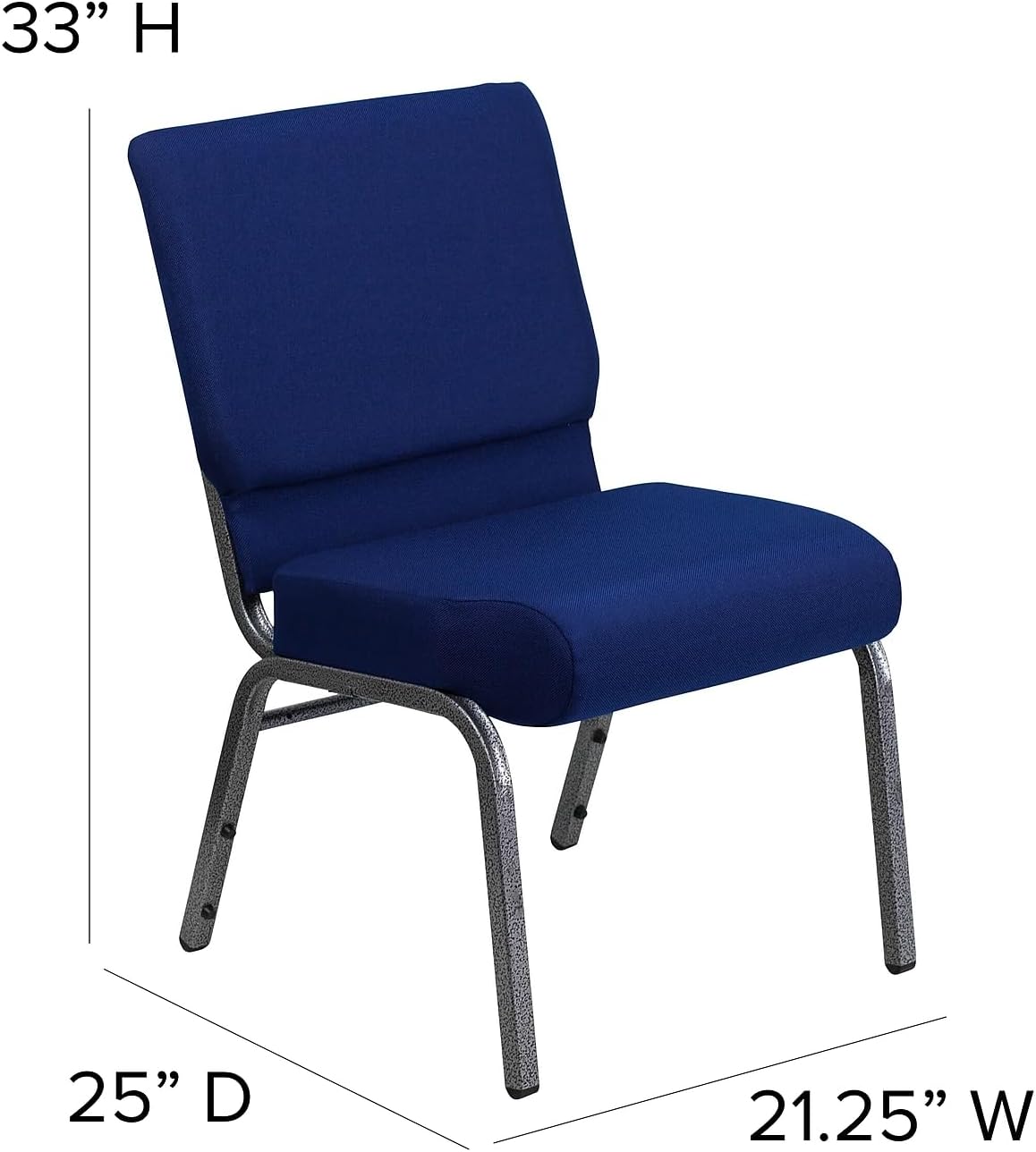 Flash Furniture HERCULES Series 21inW Stackable Church Chair, Navy Blue/Silvervein