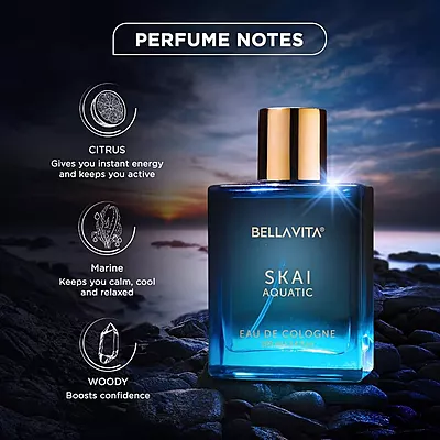 Bella Vita Luxury Skai Aquatic 100ml Unisex Eau De Cologne with Bergamot, Lavender & Patchouli | Premium, Long Lasting Woody Fragrance for Men & Women