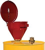 Justrite 2.6 Gallon Drum Funnel for Flammables with Emergency-Fusing Self-Closing Cover, Flame Arrester