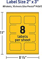 Avery Printable Rectangle Scalloped Labels, Sure Feed Technology, 2" x 3", Bright Yellow, Print-to-The-Edge