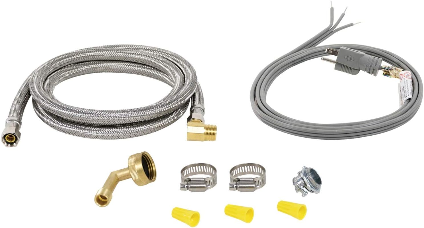 Certified Appliance Accessories Dishwasher Installation Kit with Dishwasher Hose and 3 Wire Power Cord, 6 Feet