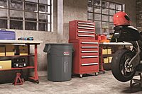 Suncast Commercial Utility Trash Can with Vented Channels, Ergonomic Handles, Rolled Upper Lip, Made in The USA