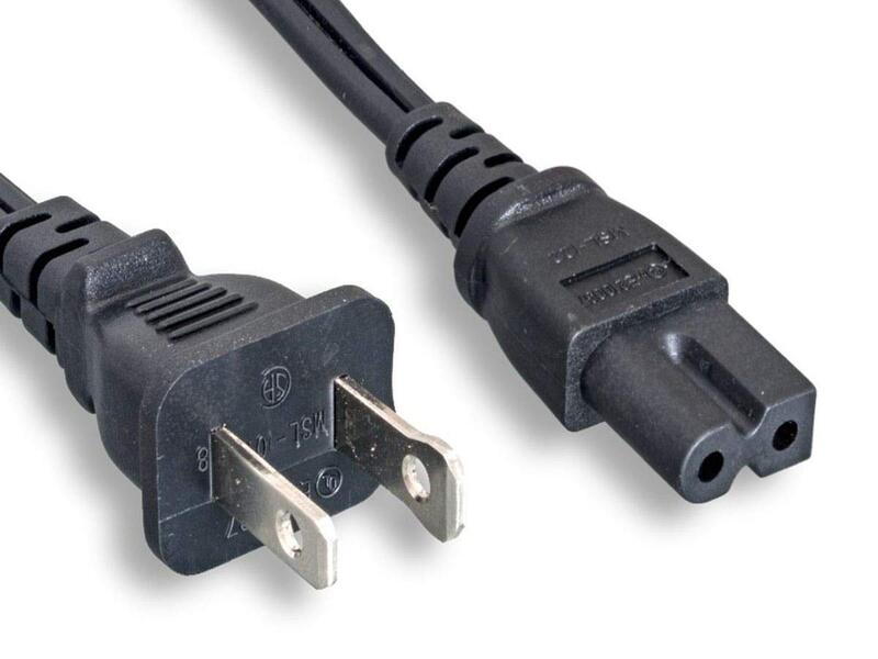 Monoprice Power Cord - Polarized NEMA 1-15P to IEC 60320 C7, 18AWG, 10A, 125V, Black