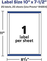 AVERY Matte White Rectangle Labels, Sure Feed Technology, 10" x 7.5"