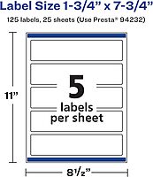 Avery Durable Waterproof Rectangle Labels, Sure Feed Technology, 1.75" x 7.75", Print-to-The-Edge
