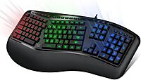 Adesso Tru-Form 150 3-Color Illuminated USB Ergonomic Keyboard, Black, AKB-150EB