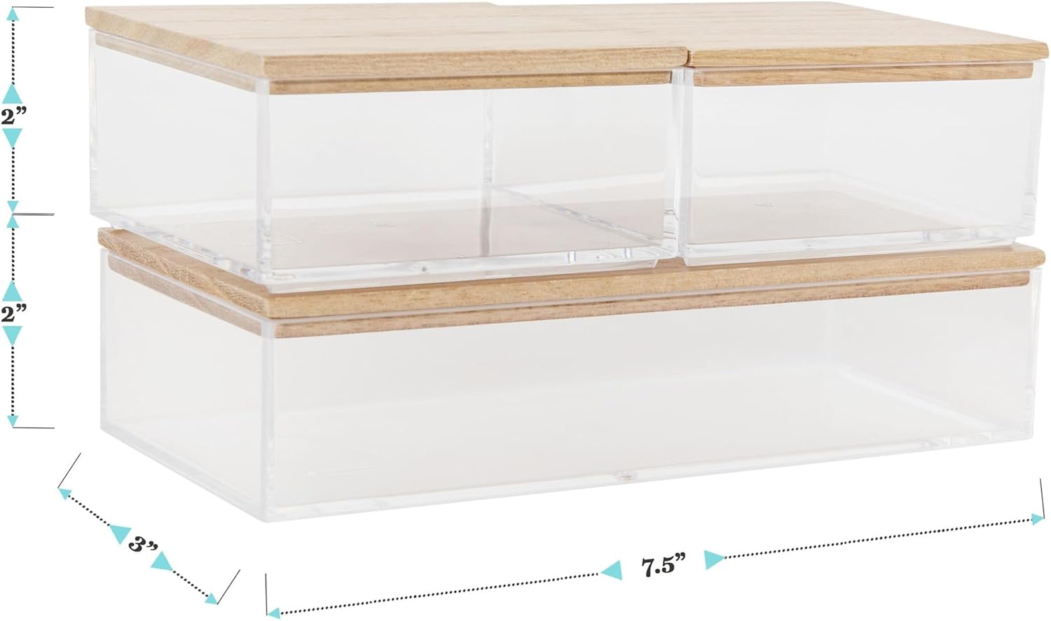 MARTHA STEWART Brody Plastic Storage Organizer Bins with Wood Lids