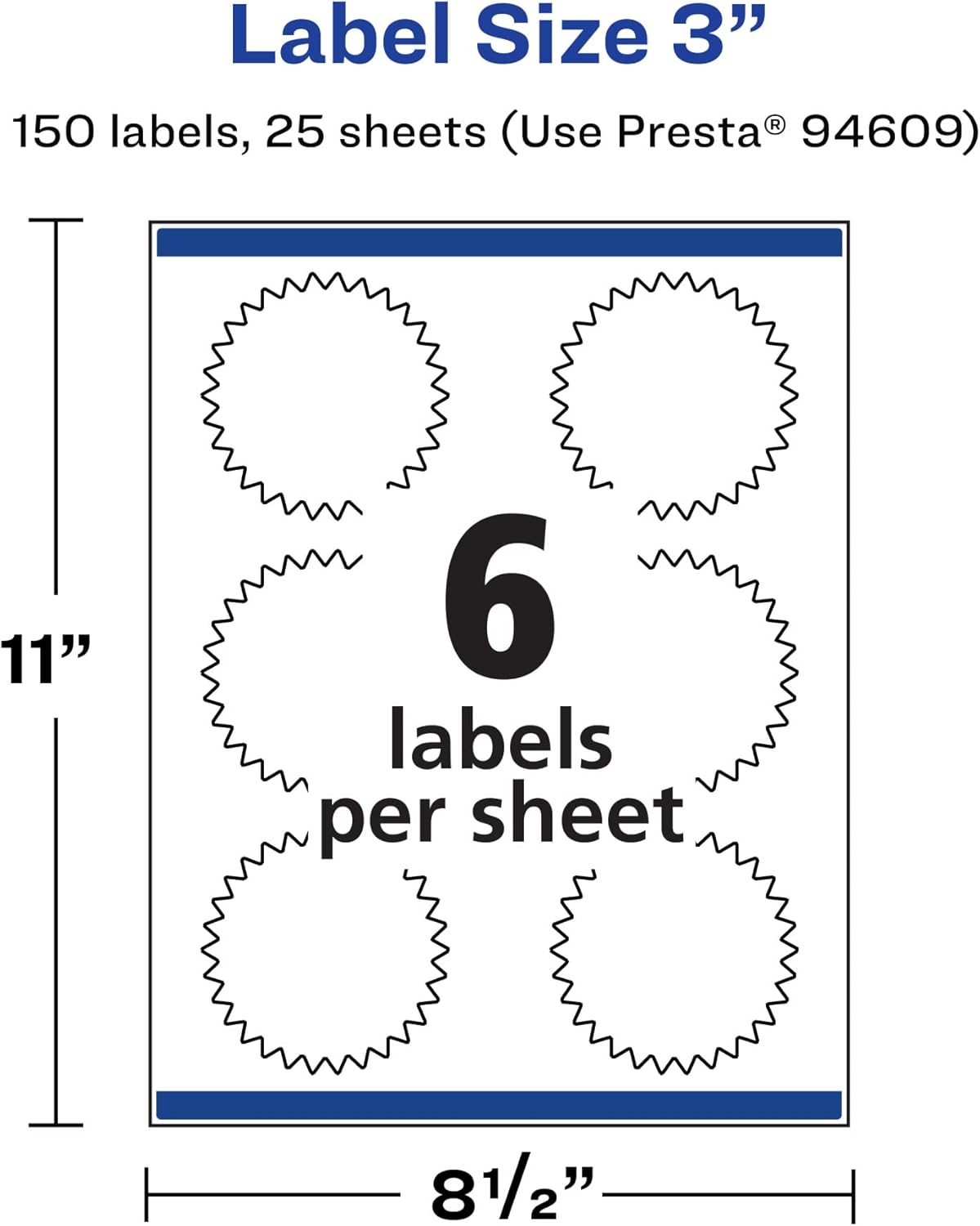 Avery Durable Waterproof Starburst Labels, Sure Feed Technology, 3"