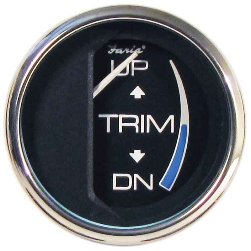Faria Beede "13709 Chesapeake Stainless Steel Trim Gauge (Johnson/Evinrude/Suzuki Outboard) - 2"", Black