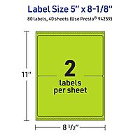 Avery Printable Rectangle Labels, Sure Feed Technology, 5" x 8-1/8", Bright Green, Laser/Inkjet Printable