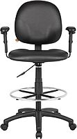 Boss Office Products B1691-CS Stand Up Caressoft Drafting Stool with Adjustable Arms in Black Black Vinyl Adjustable Arms