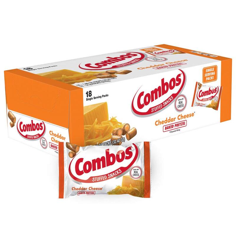 COMBOS Cheddar Cheese and Pretzels Snack Bags 1.8 Ounce, Pack of 18, Baked Pretzel and Cheese Snacks COMBOS Bulk Box Cheddar
