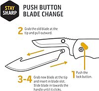 OUTDOOR EDGE 3.0" Drop-Point with Serrations Blade Pack (Black, 6 Blades), Compatibility Blade Code 300 Stainless Drop Point Serrated 6-Pack