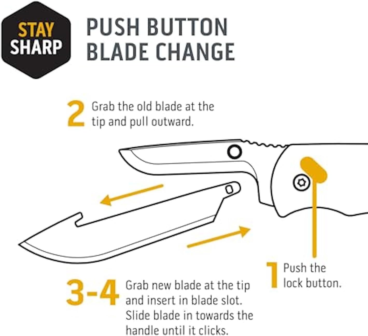 OUTDOOR EDGE 3.0" Drop-Point with Serrations Blade Pack (Black, 6 Blades)