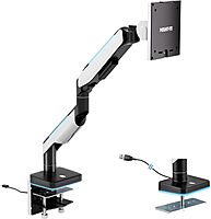 Mount-It! Heavy-Duty Ultrawide Monitor Arm up to 49" / 44 lb for Samsung Odyssey G9, 75x75 and 100x100 VESA Desk Mount for Widescreen Curved Monitors, Gas Spring, RGB Lights, Clamp and Grommet