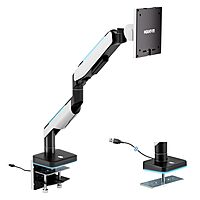 Mount-It! Heavy-Duty Ultrawide Monitor Arm up to 49" / 44 lb for Samsung Odyssey G9, 75x75 and 100x100 VESA Desk Mount for Widescreen Curved Monitors, Gas Spring, RGB Lights, Clamp and Grommet