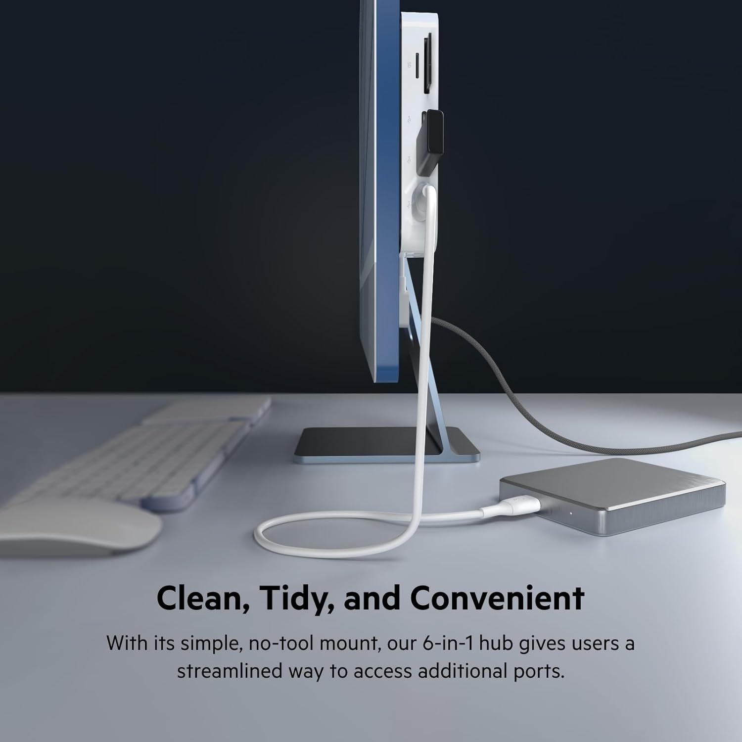 Belkin USB-C 6-in-1 Multiport Hub with Mount, USB-C Docking Station with MicroSD Card Reader, Powered USB Hub