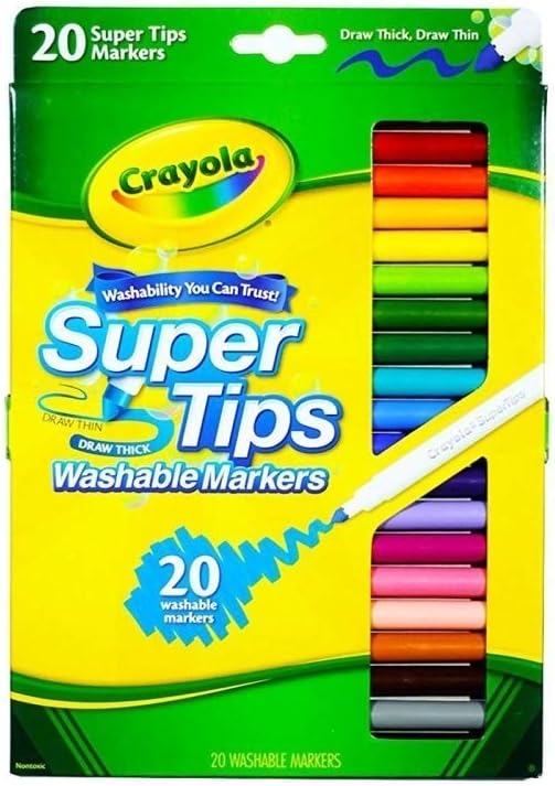 Crayola Washable Markers, Super Tip, Assorted Colors, Box Of 20
