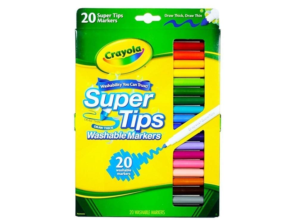 Crayola Washable Markers, Super Tip, Assorted Colors, Box Of 20