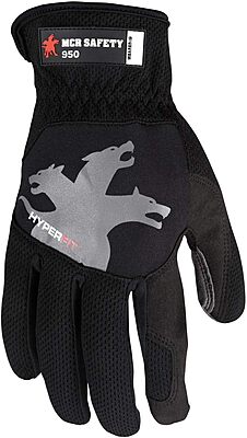MCR Safety 950 HyperFit Mechanics Work Gloves, Synthetic Leather Palm, Reflective Logo
