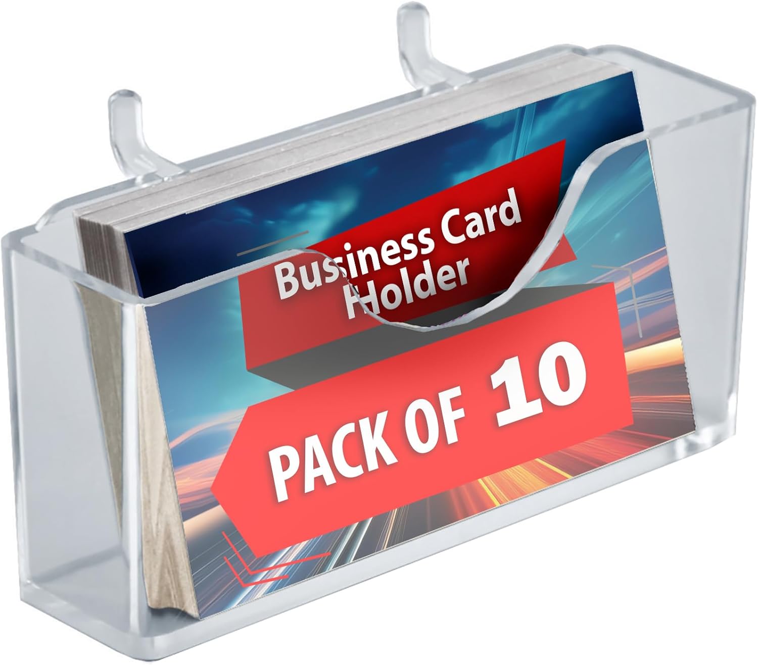 Azar Displays 252008 Business Card Holder for Pegboard/Slatwall (10 Pack)