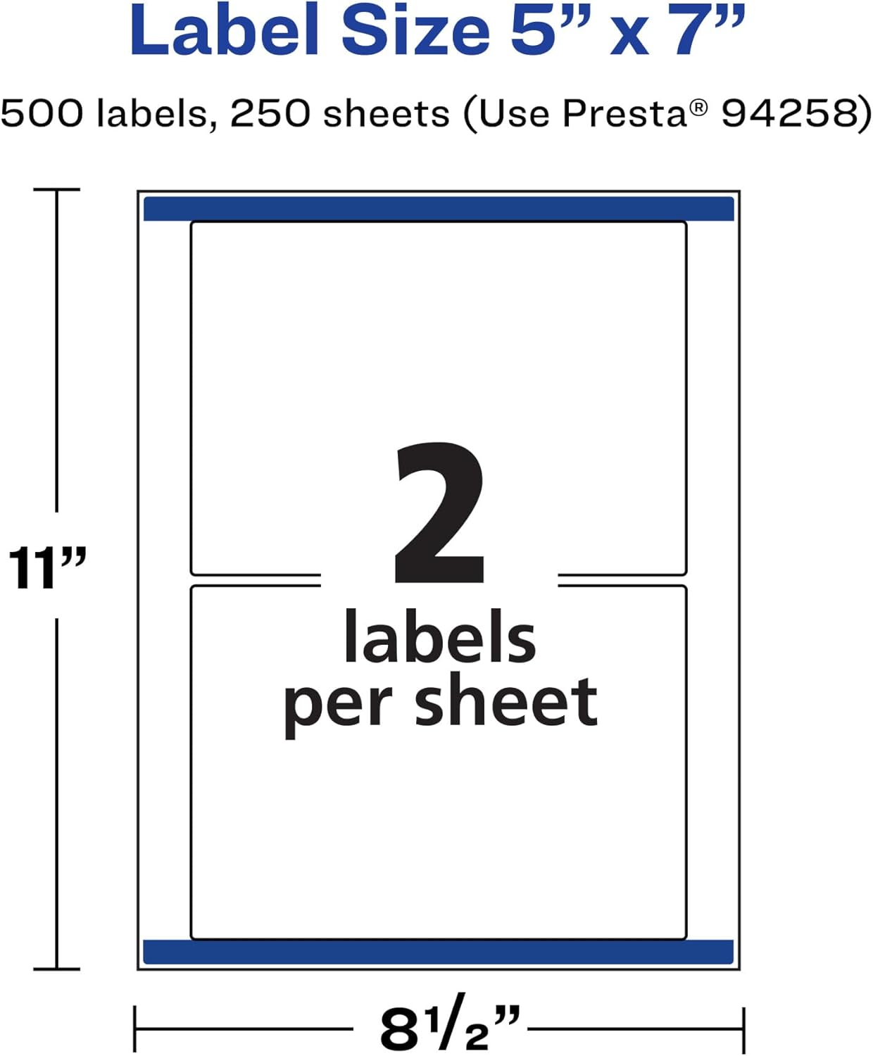 Avery Matte White Rectangle Labels, Sure Feed Technology, 5" x 7"