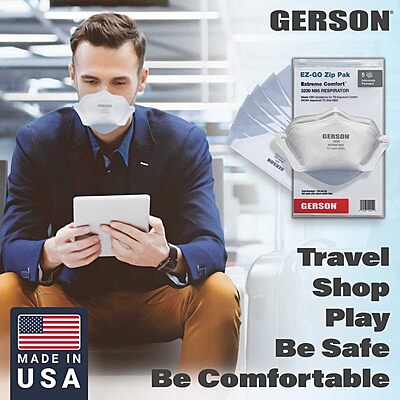 GERSON N95 Pouch Respirator, Made in U.S.A. 4 Boxes, 50 Mask Per Box