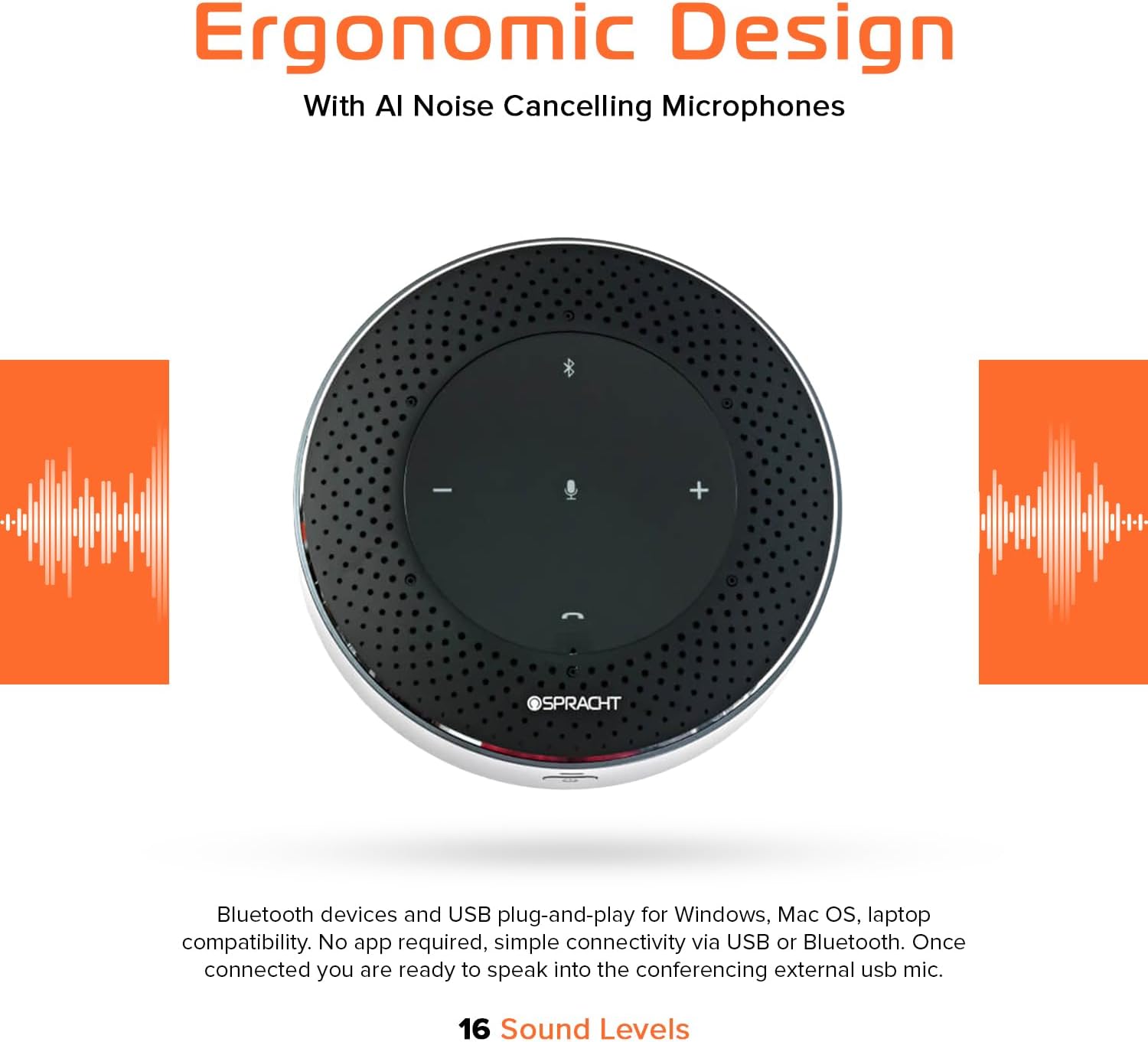 Spracht Conference Mate Pro Speaker, Conference Speakerphone, Conference Microphone, 6 Mics