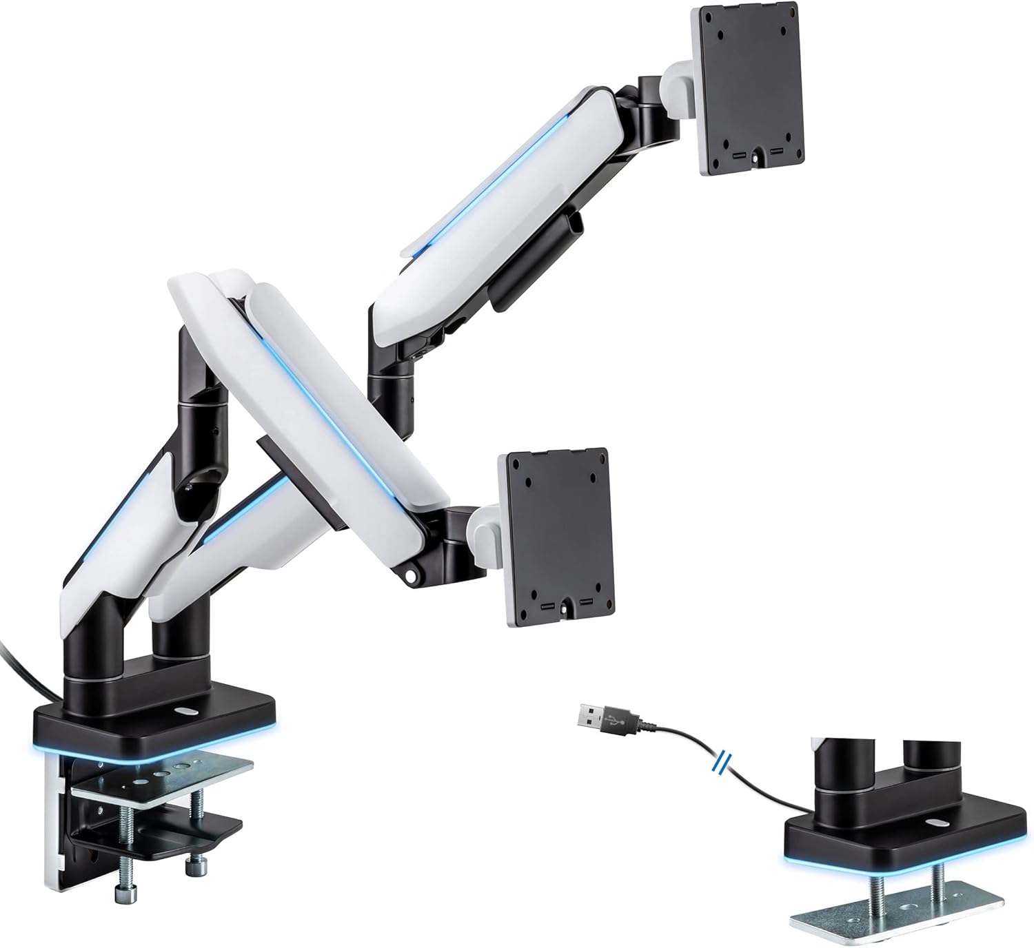 Mount-It! Heavy Duty Dual Monitor Arm up to 35 in. 44 lbs Screens, RGB Lights