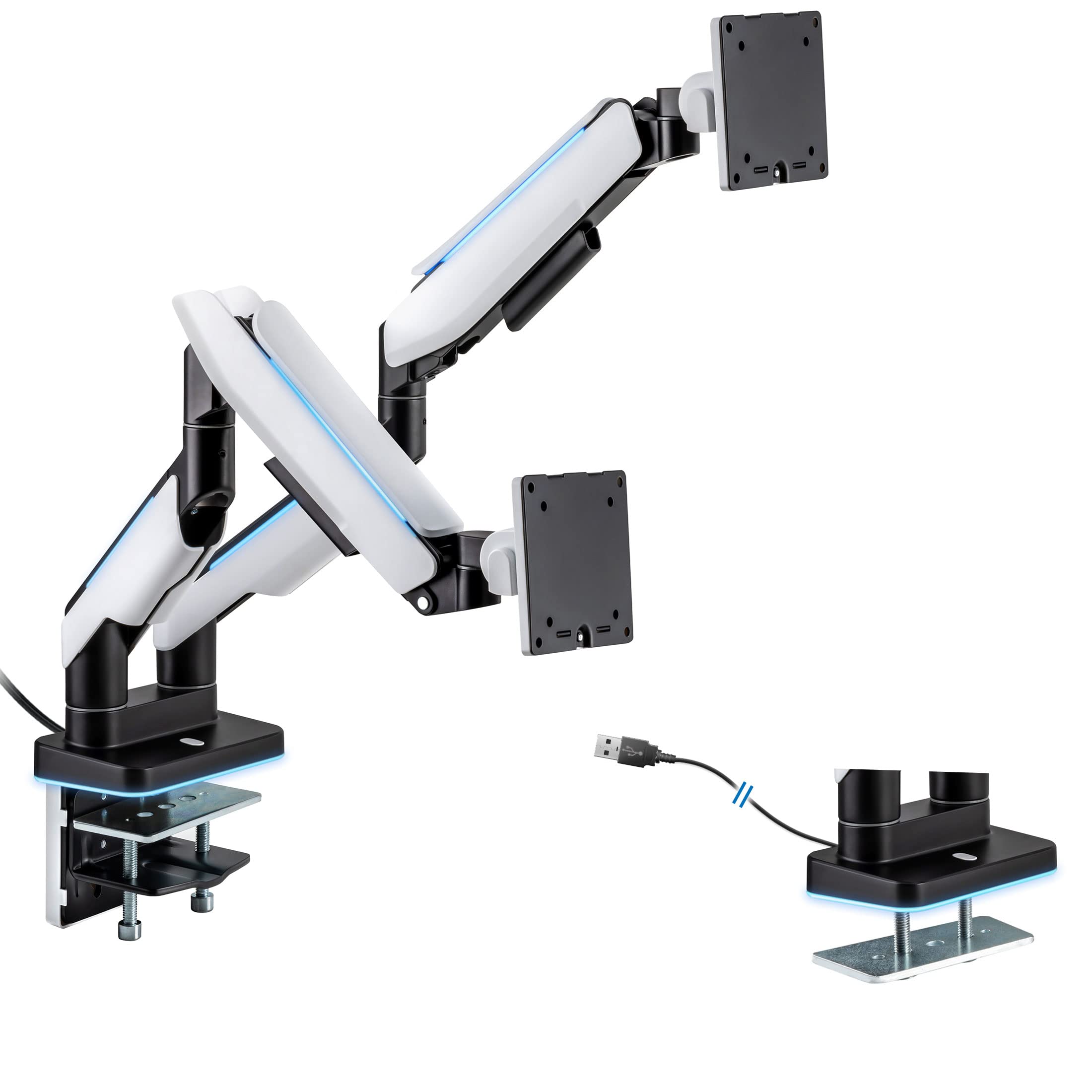 Mount-It! Heavy Duty Dual Monitor Arm up to 35 in. 44 lbs Screens, RGB Lights
