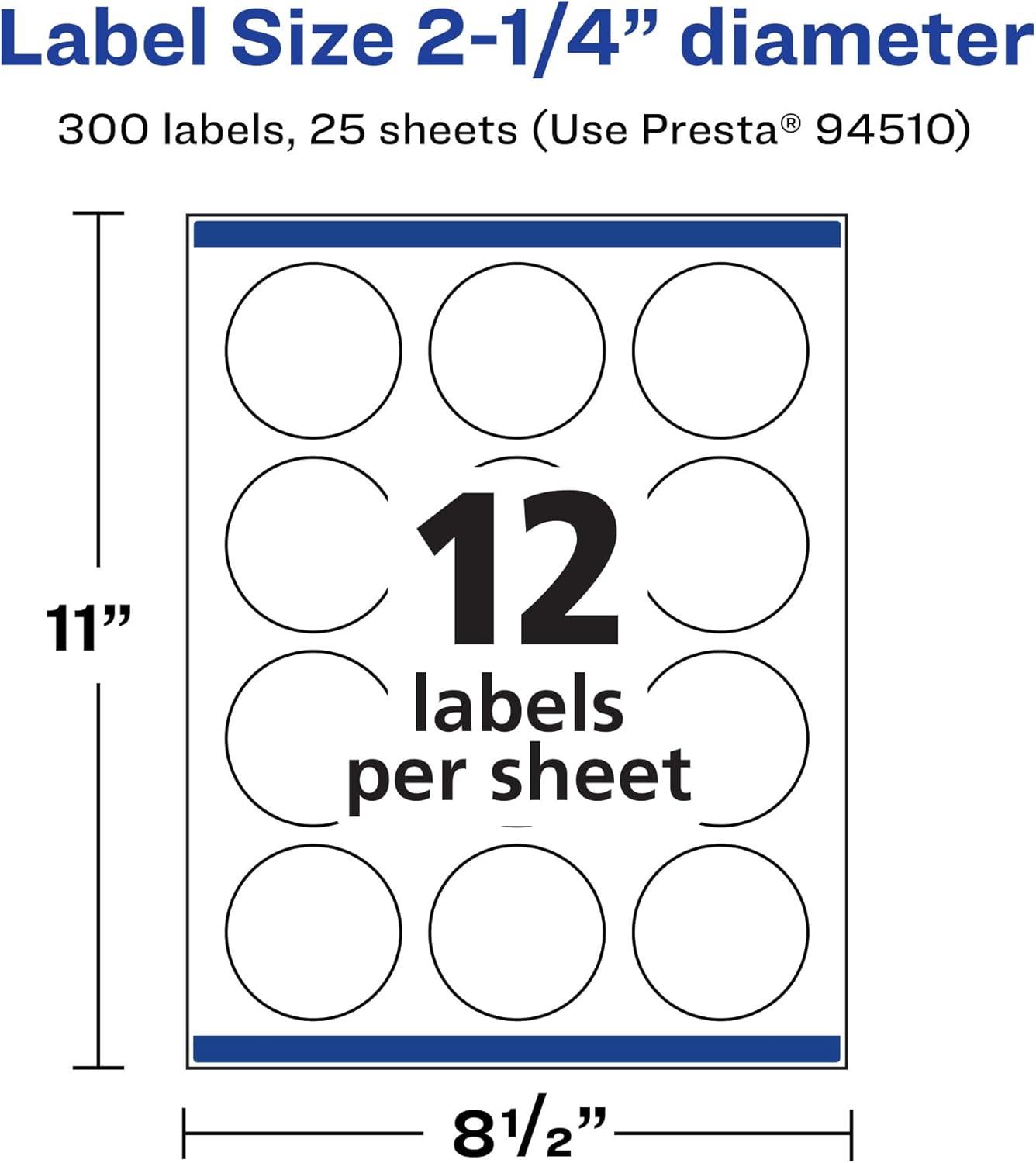 Avery Matte White Round Labels, Sure Feed Technology, 2.25" Diameter