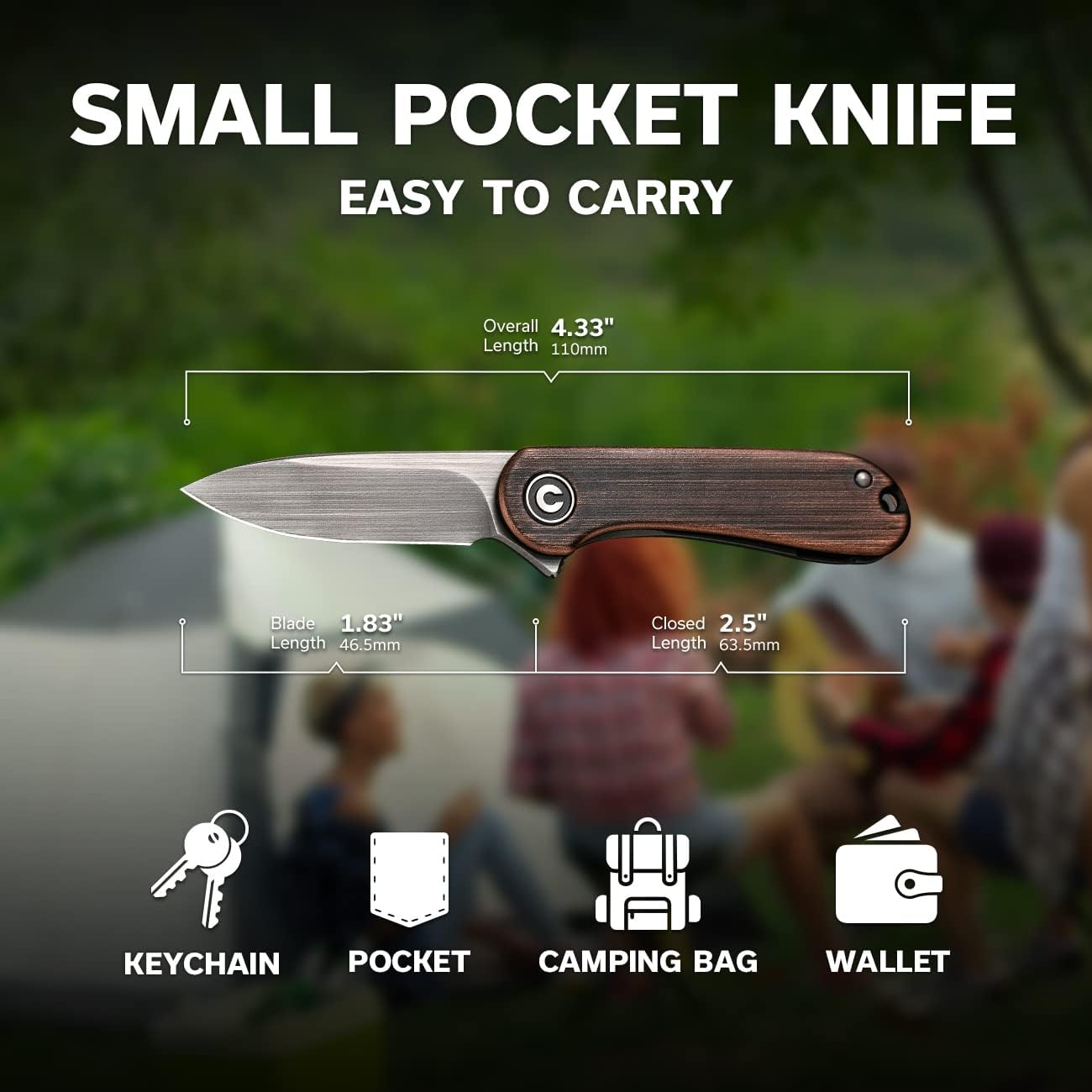 CIVIVI Mini Elementum Flipper Pocket Knife with 1.83" 14C28N Blade