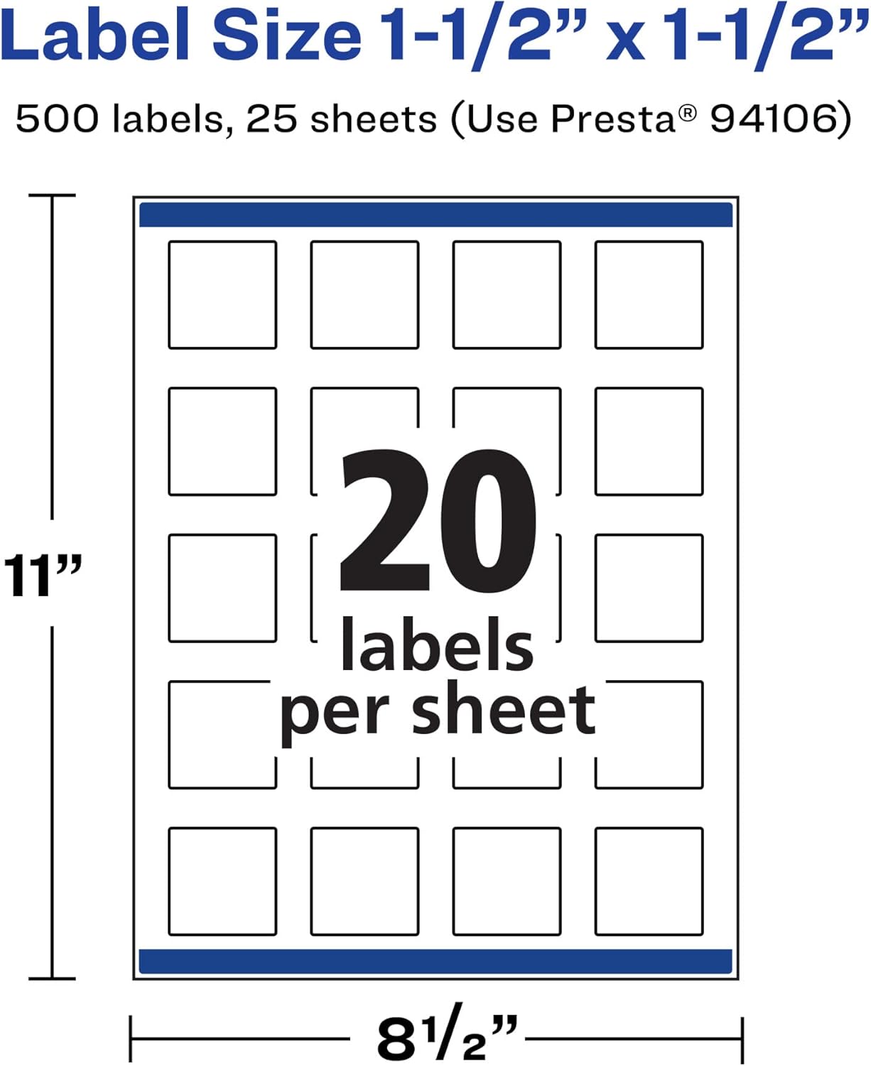 Avery Durable Waterproof Square Labels, Sure Feed Technology, 1.5" x 1.5"