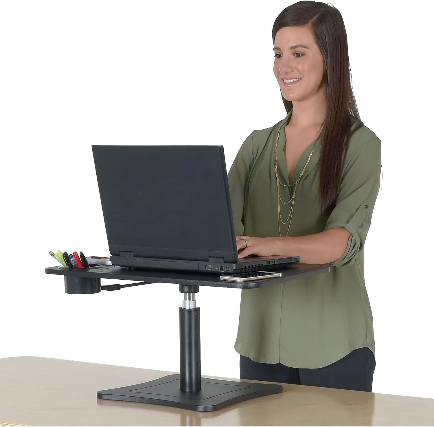 Victor DC240B High Rise Collection Adjustable Laptop Stand/Platform with Storage Cup, Black