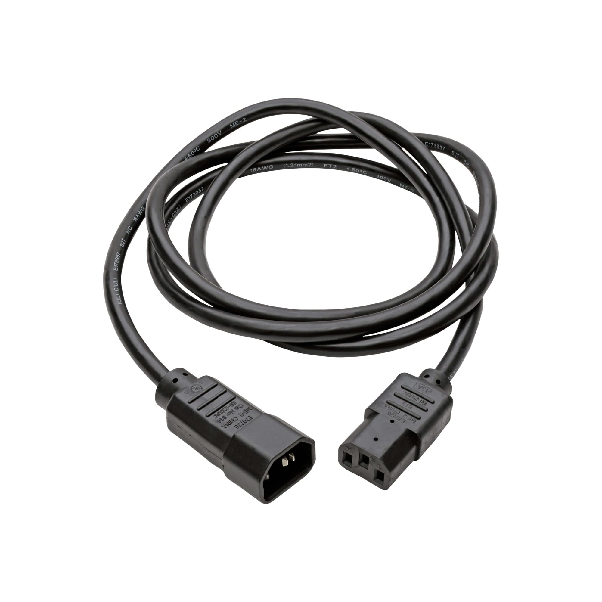 Tripp Lite Standard Computer Power Extension Cord (IEC-320-C14 to IEC-320-C13) 18 AWG 10A