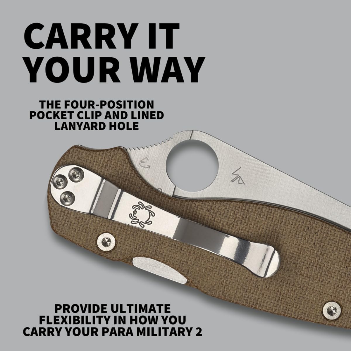 Spyderco Para Military 2 Signature Knife with 3.47" CPM Cru-Wear Steel Blade and Premium Micarta Handle - PlainEdge