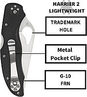 SPYDERCO Harrier 2 Lightweight Folding Pocket Knife with FRN Handle