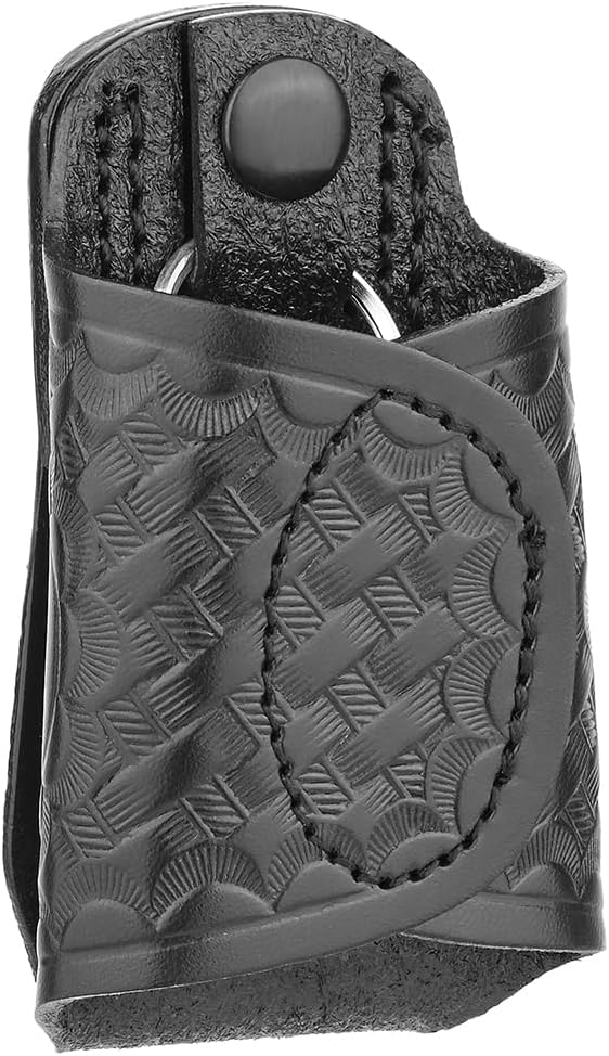 Basketweave Black Leather Silent Key Holder - Full Grain Leather w/No Fillers - Keep Keys Secure & Silent