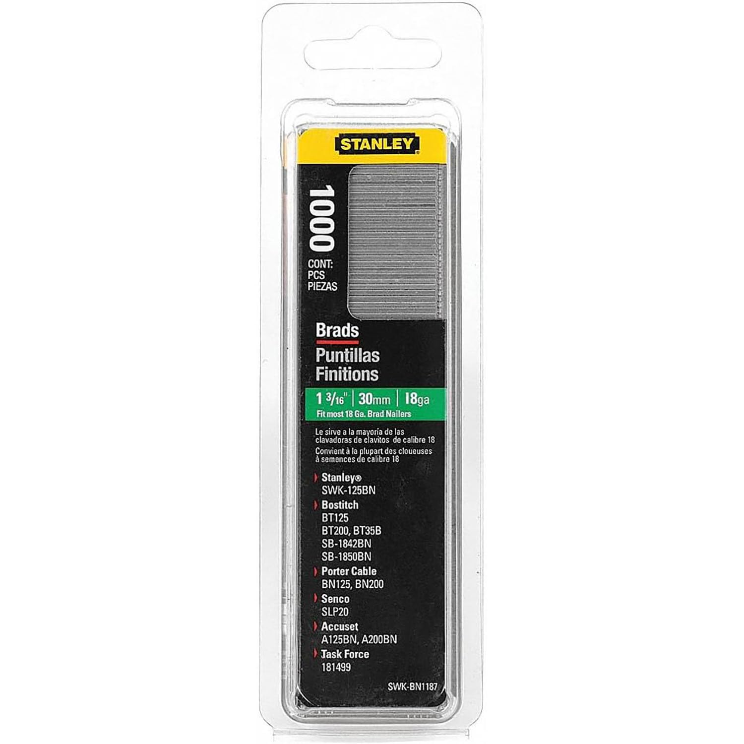 Stanley Swkbn1187 Brad Nails,1-3/16 Inch,Pack of 1000(Pack of 1000)
