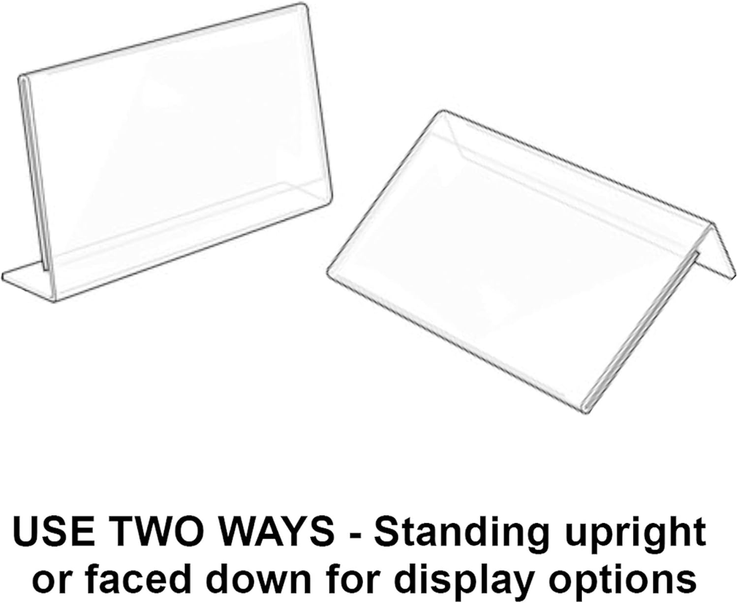 Azar Displays Acrylic L-Shaped Sign Holders, Clear - Pack of 10