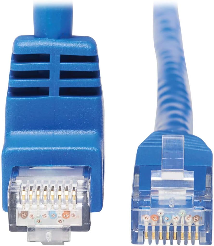 Tripp Lite Up Angle Cat6 Ethernet Cable, Gigabit Molded UTP Network Patch Cable, Blue, 15 ft. (N204-015-BL-UP)