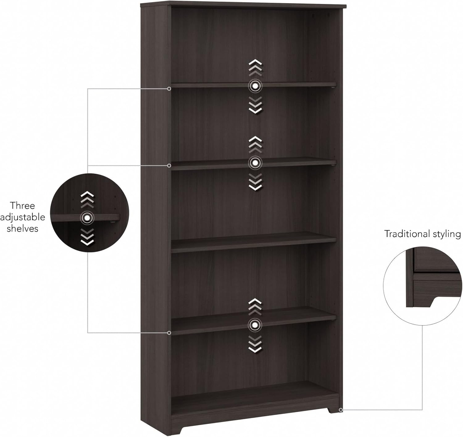 BUSH FURNITURE Cabot Tall 5 Shelf Bookcase