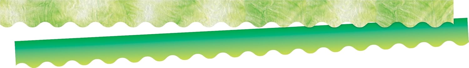 BARKER CREEK Double-Sided Scalloped Border, Lime Tie-Dye and Ombré, for Bulletin Boards, Reception Areas, Halls, Break Rooms