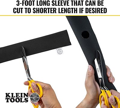 Klein Tools 450-330 Cable Management Sleeve, Cord Management for Home, Office or Job, 1-3/4-Inch Max Diameter, 3-Foot Length