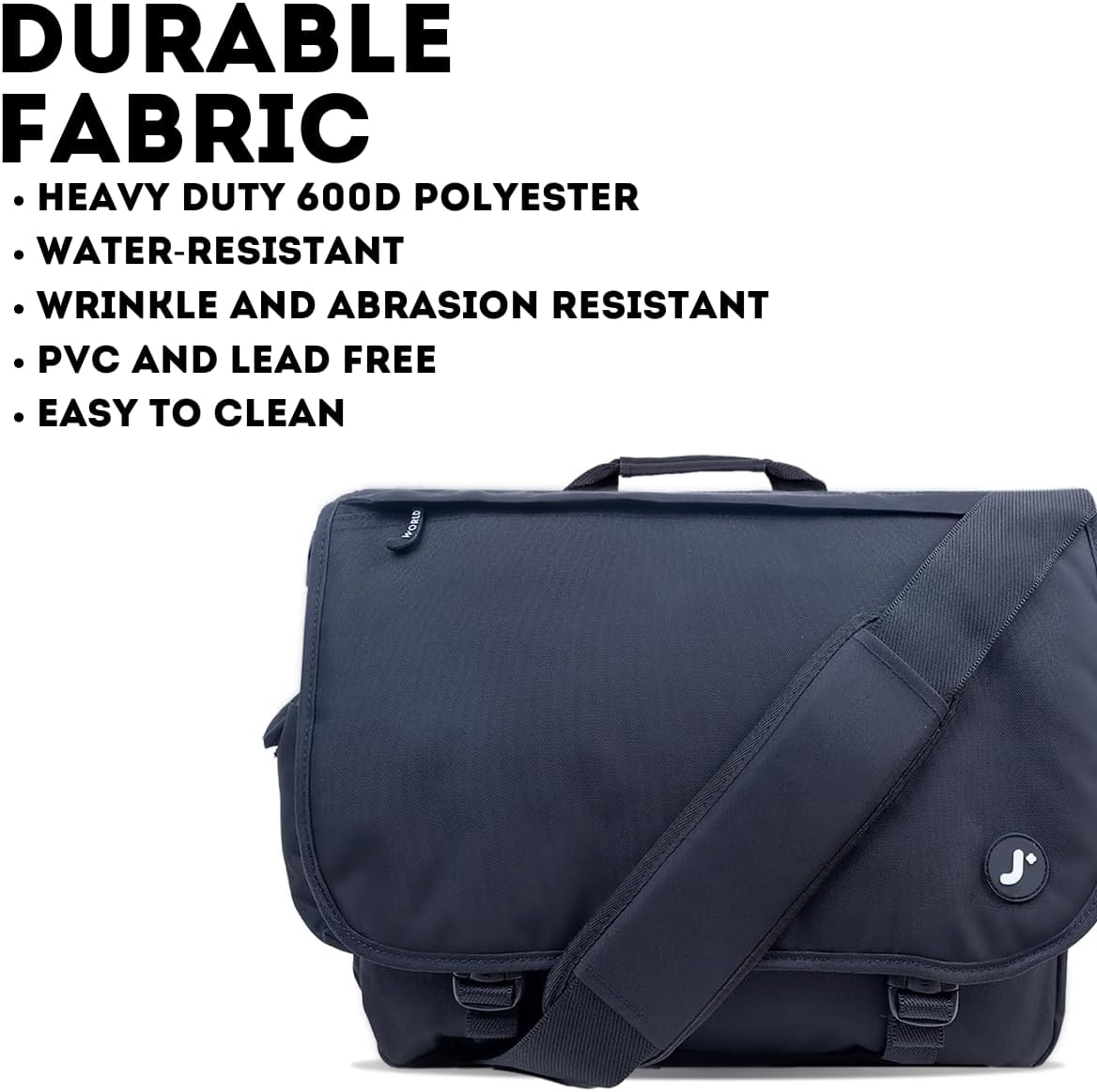 J World New York Thomas Laptop Messenger Bag for Women & Men. Kids Computer Bookbag Black