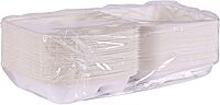 ECO PRODUCTS Compostable 8" Clamshell To Go Containers, Case of 200, 3 Compartment, Square Take Out Food Box, White Renewable Molded Fiber, Microwaveable & Freezable, Grease & Cut Resistant, ASTM